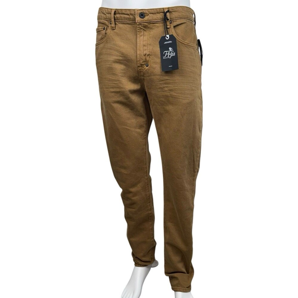 PRPS Mens Size 36x34 Pants Denim Jeans Designer Straight Fit Tobacco Brown New